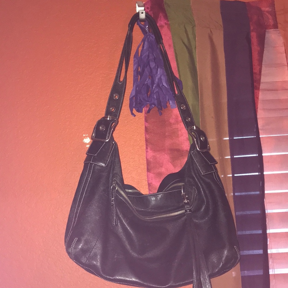 Coach black leather hobo bag